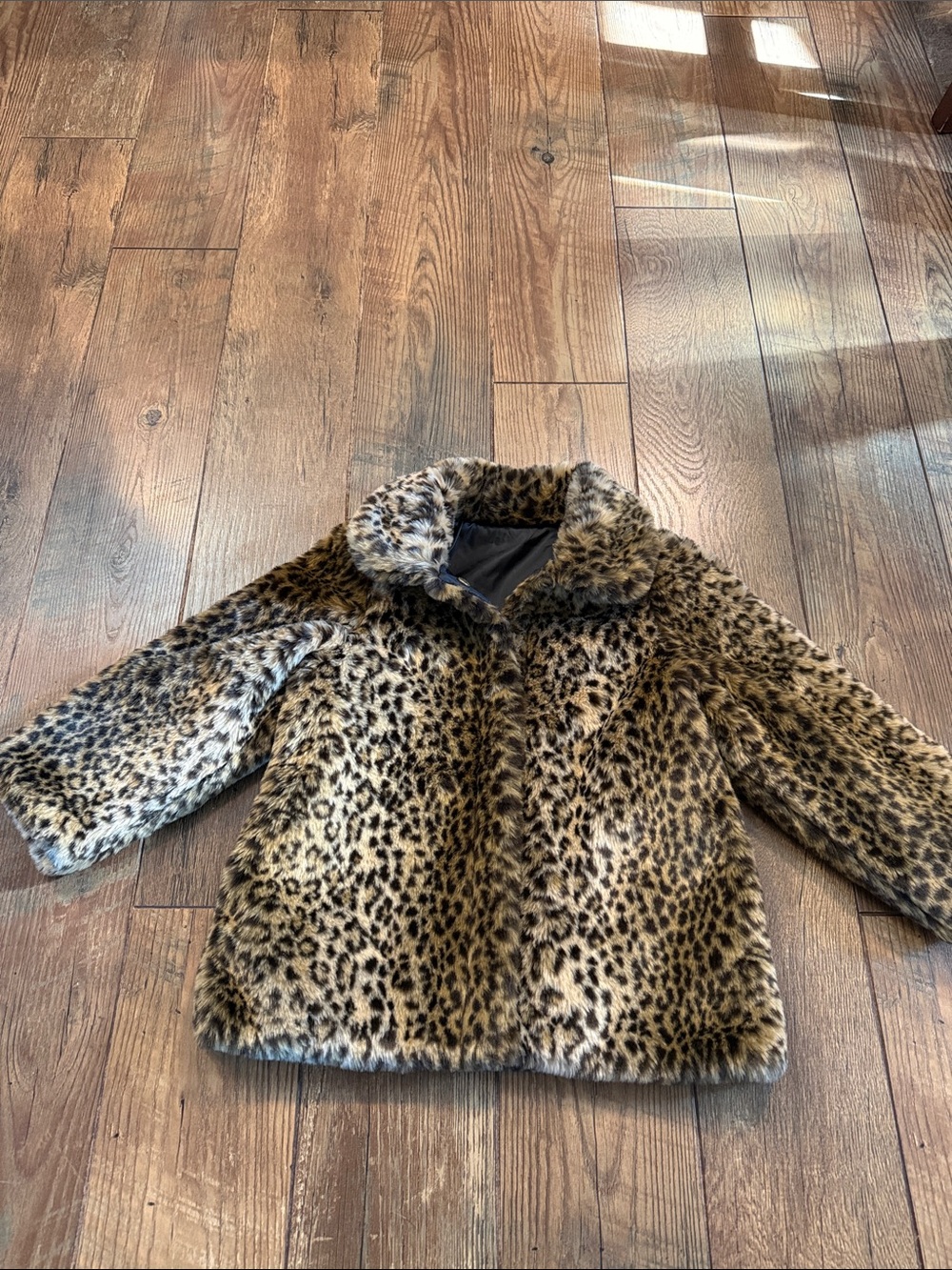 Kids Faux Fur Leopard Print Jacket